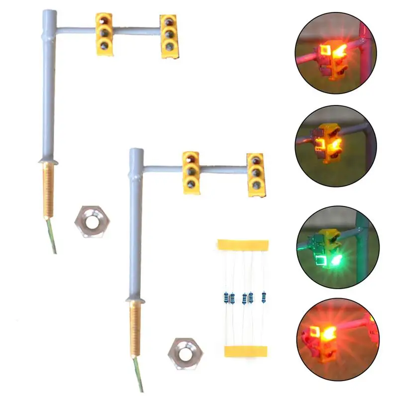 

2pcs Traffic Light Signals N Scale Crossing Walk Model LED Pedestrian Street Signal Sand Table Crossing Construction Railway Toy