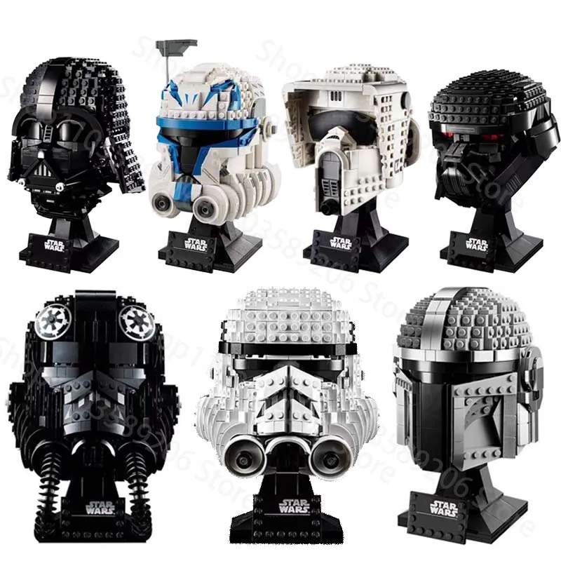 Space Wars TIE Fighter Pilot Helmet MOC SpaceShip Model Building Blocks Architecture Education Assembly Model Toys Gifts building block toys craft toys