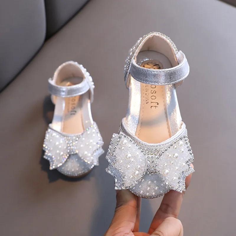 

Summer Girls Flat Princess Sandals Fashion Sequins Bow Rhinestone Baby Shoes Kids Shoes Party Wedding Party Sandals