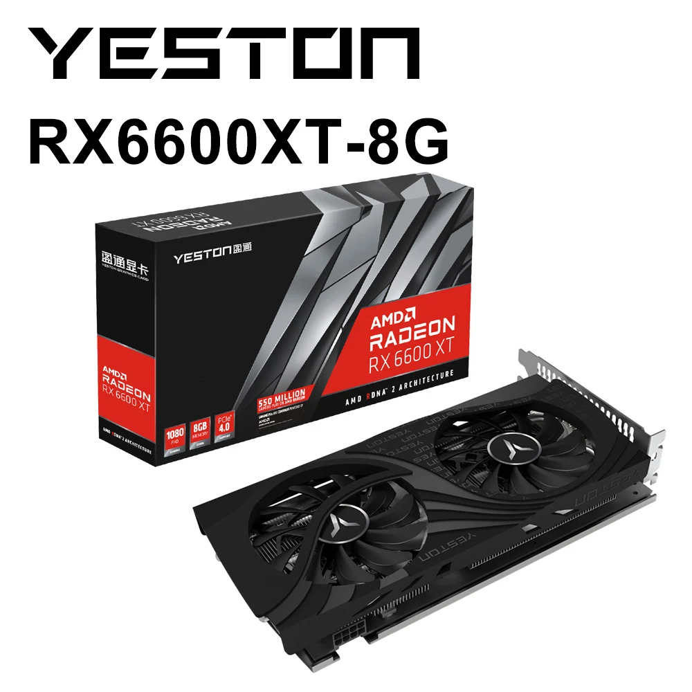 Yeston Nuova Scheda Grafica Rx6600Xt 8G Amd Rx6600 Gddr6 8Gb 7Nm 128Bit Scheda Video Da Gioco Gpu Computer Desktop Placa De Vimdeo