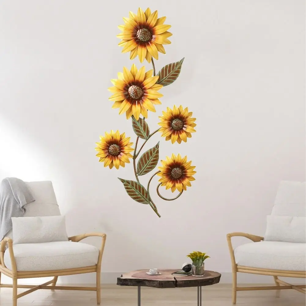 Description Picture 4 of itemGarden Decor Metal Sunflower Wall Decoration Creative Exquisite Flower Wall Hanging Simulated Art Background Pendant Door