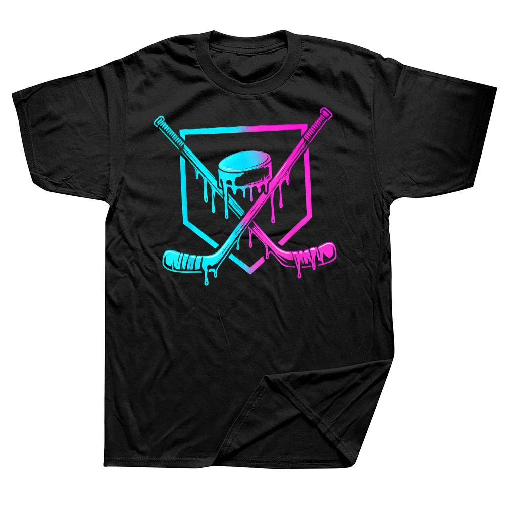Lustige Hockey Tropf Eis Grafik T Shirts Männer Frauen Reine Baumwolle Humor Streetwear T-shirt Kurzarm Unisex Lose Kleidung