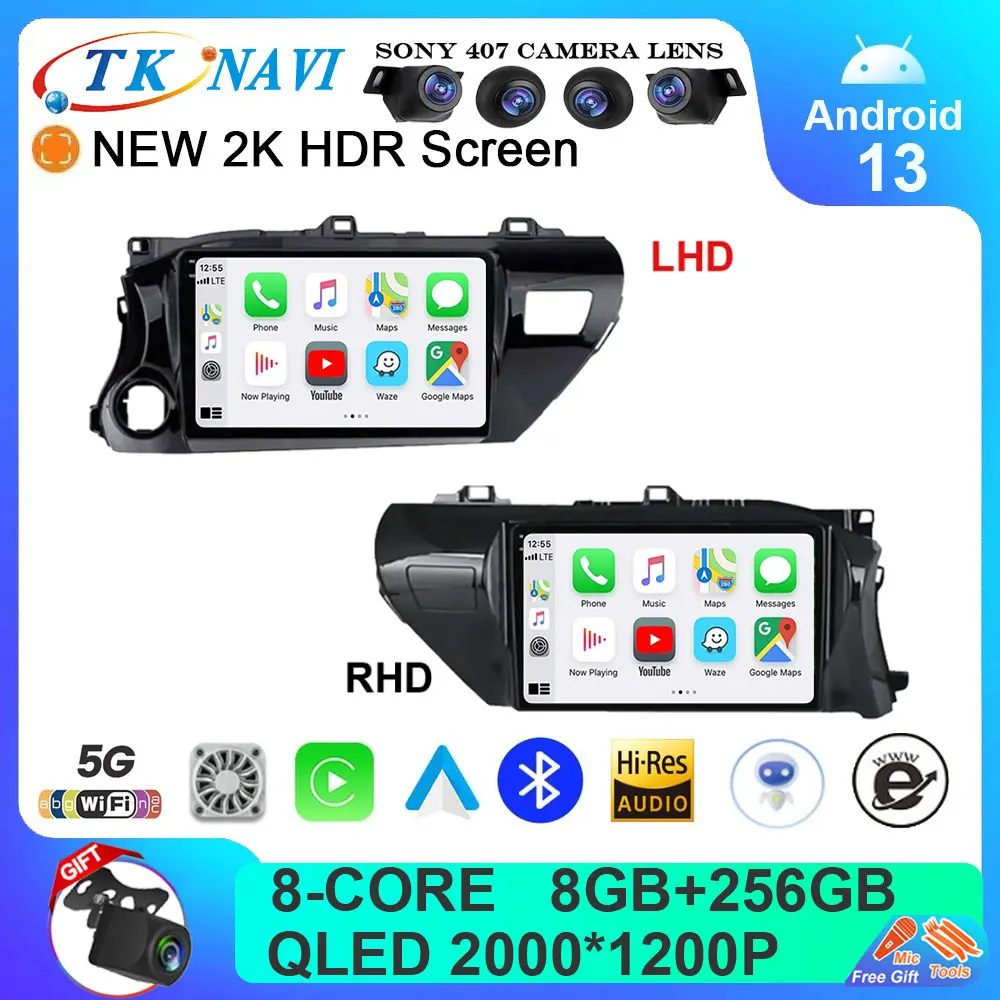 

Android 13 Car Radio For Toyota Hilux Pick Up AN120 2015-2020 RHD LHD QLED 2 Din Auto Multimedia 2din Stereo Carplay GPS WIFI BT