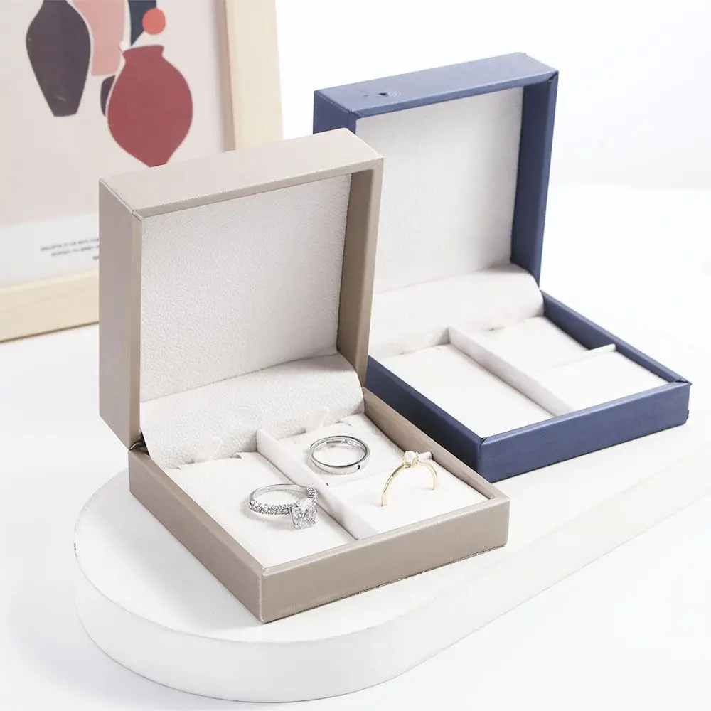 

Portable Ring Holder Storage Gift Box Package Case Square PU Leather Jewelry Boxes Ring Box Storage Case Earrings Storage