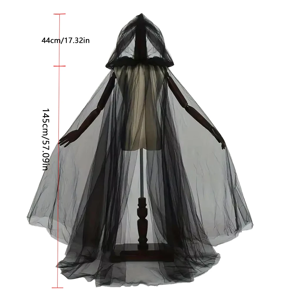 Elegant Black Double Cloak Halloween Costume Dress-Up Accessory