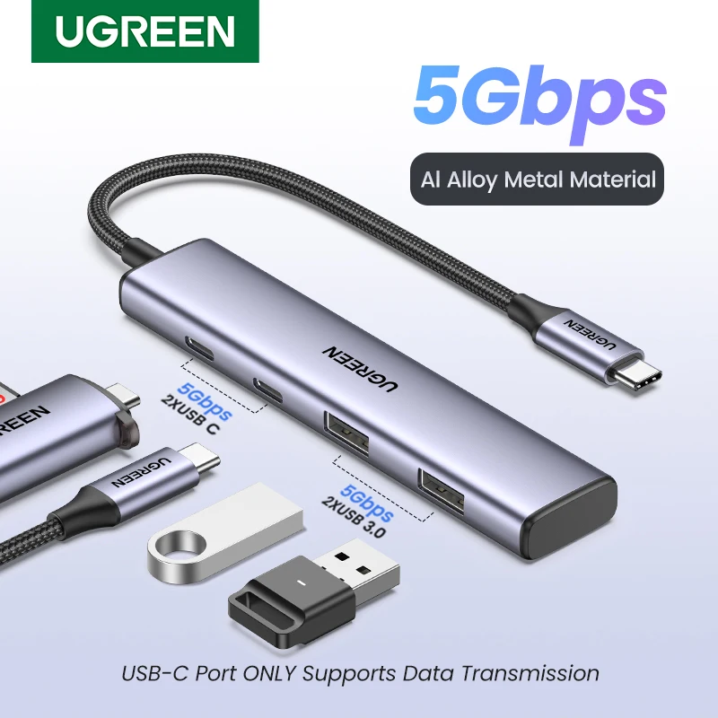 UGREEN USB C Hub, 4 Ports USB C to USB Hub with 4 USB 3.0 5Gbps
