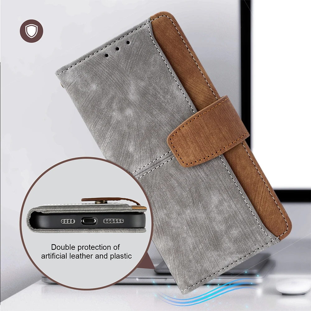 Luxury Flip Leather Wallet Case with Card Slots and Metal Buckle - Shockproof Design