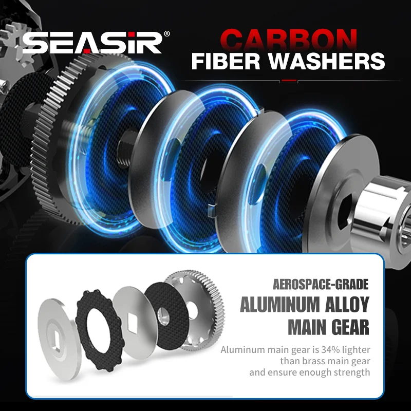 Seasir-超軽量カーボンファイバーフィッシングリール,ベイト