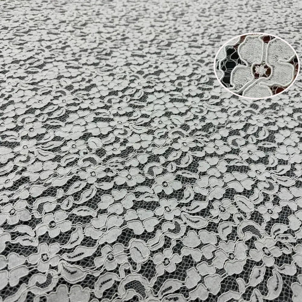 2025 OFF White Lace Fabric High Quality Wedding Lace Fabric Accessories Dresses Lace Fabric Width 150cm Global Shipping