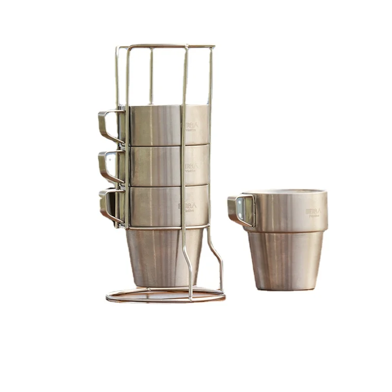 

PQF Outdoor Drinking Glass Foldable Stainless Steel Water Cup Portable High Temperature Resistant Camping Equipment