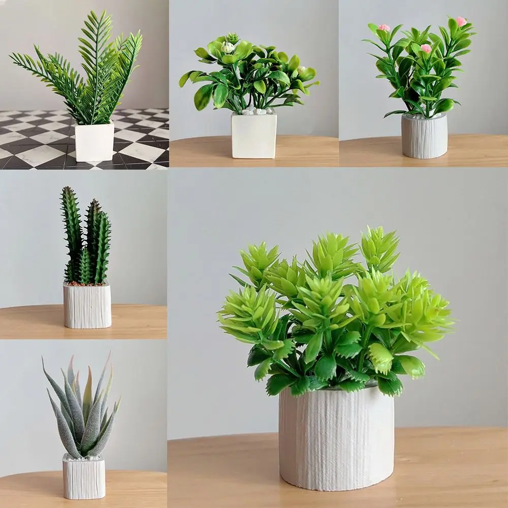 1:6 Scale Dollhouse Potted Plant Green Home Decoration Miniature Green Leaves Bonsai Accessories Doll House Garden