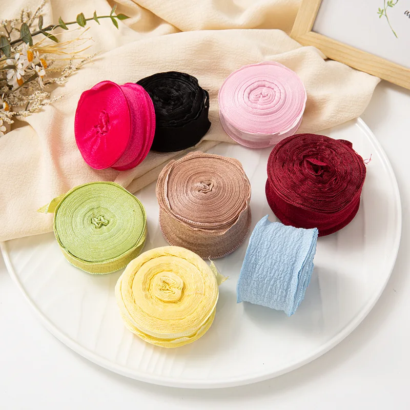 10 Meters Handmade Frayed Edged Chiffon Silk Ribbons DIY Wedding Invitation Wrapping Bouquets Gift Packaging Party Decorations