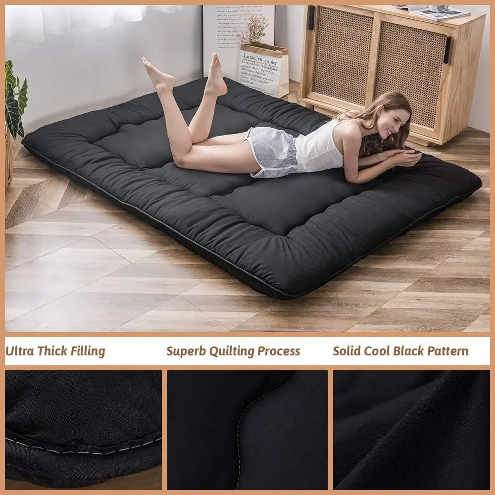 Japanese Floor Futon Mattress, 4" Thicken Tatami Mat Sleeping Pad Foldable Roll Up Boys Girls Dormitory Mattress Kids Lounger