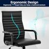 Office Chair, Adjustable Height Mid-Back Swivel Chair with Padded Seat and Square Tube Armrests, Offices Chairs 3