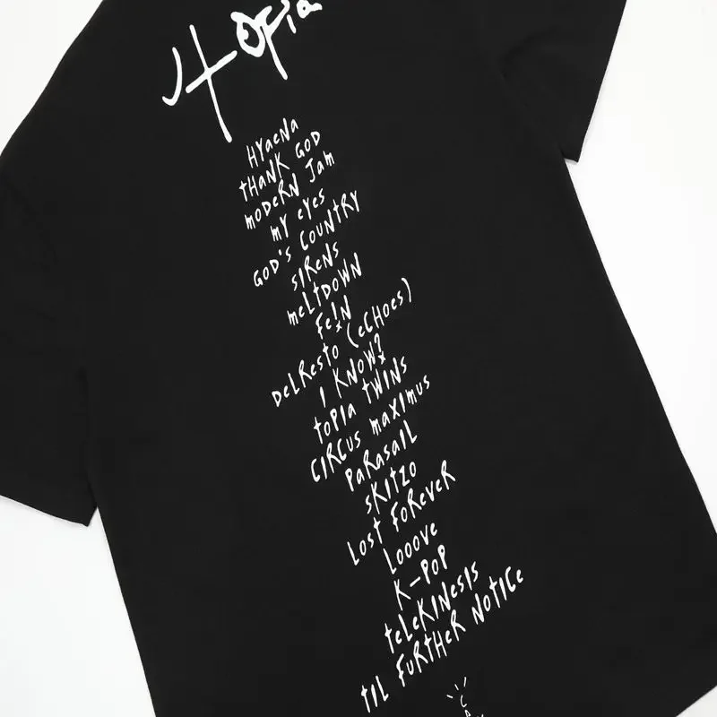 Fashion New TRAVIS SCOTT UTOPIA Rap Album Summer Men and Women Loose Casual Trendy Brand Cotton Short-sleeved T-shirt