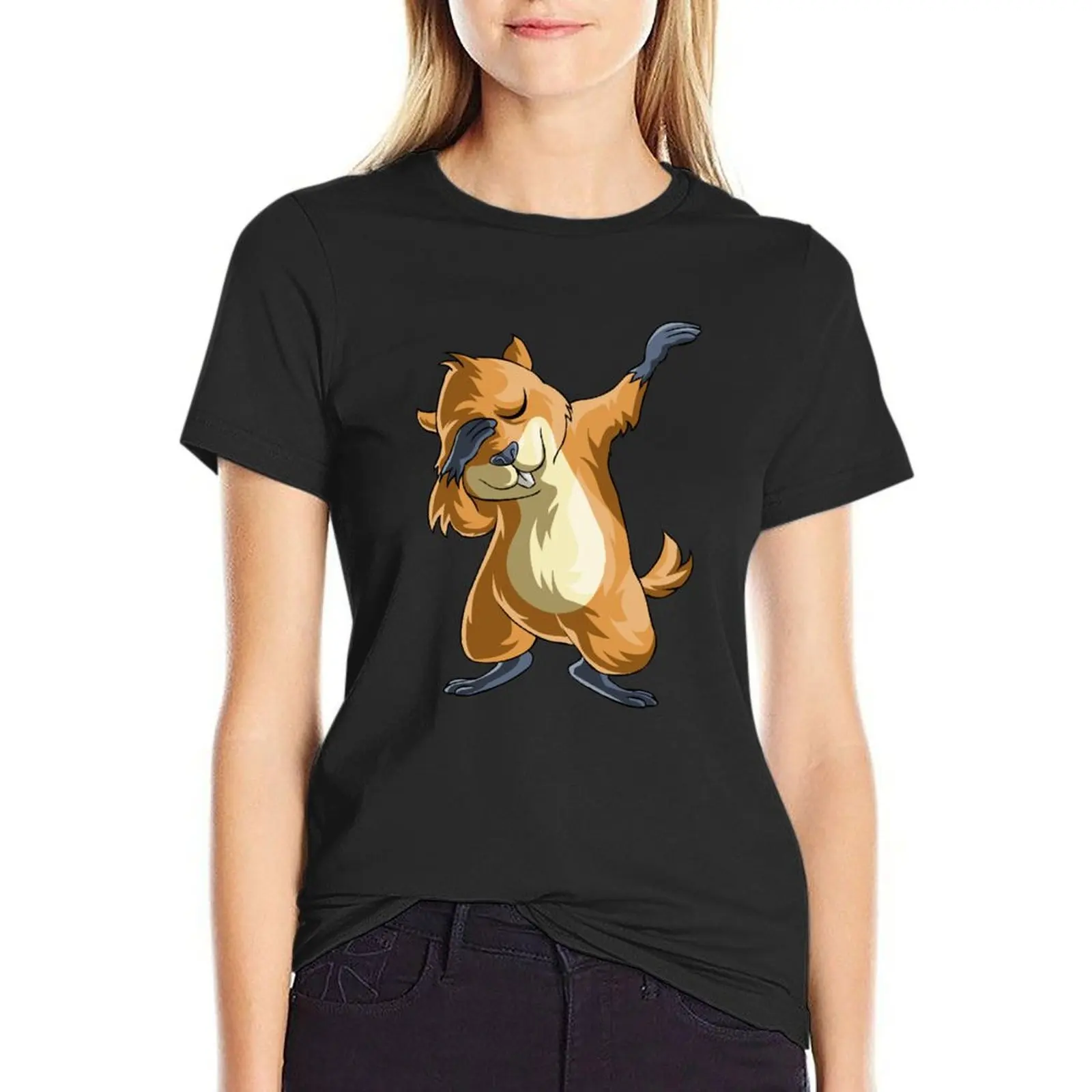 Dabbing Groundhog T-Shirt summer top customs design your own cute t-shirts for Women
