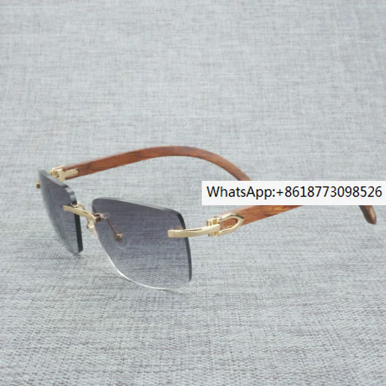 

Vintage Black White Buffalo Horn Rimless Square Sunglasses Men Wood Sun Glasses Retro Wooden Shades for Summer Club Eyewear B