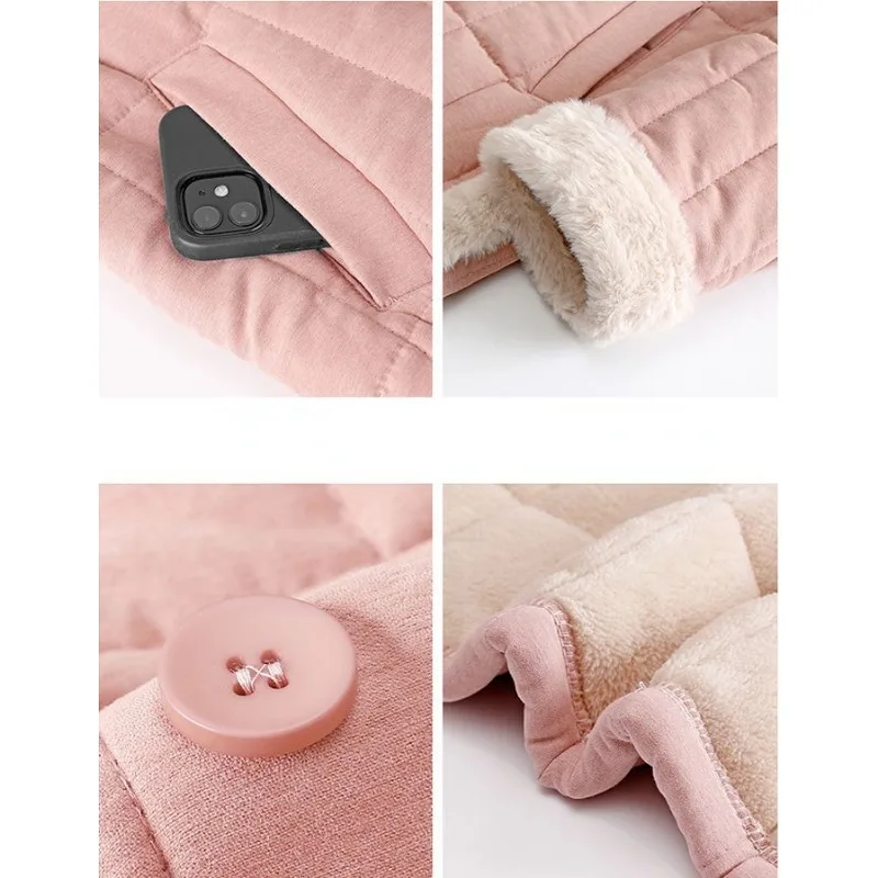 2023 New Cotton Pajama Women's Winter Triple Layer Cotton Padded Thick Sleepwear Warm Coral Fleece Loungewear Loose Homewear Set