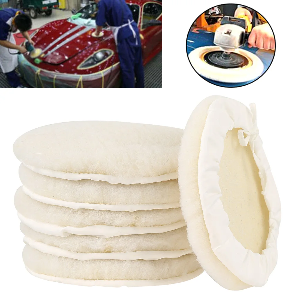 7 Inch Buffing Pads Polishing Bonnet Buffing Polishing Pads Synthetic Lambs Wool Car Bonnet Buffer Polisher Pad for Car Glass 5
