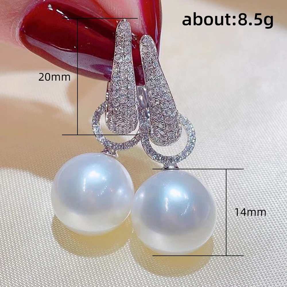 Huitan 2022 Trend Imitation Pearl Dangle Earring for Women Luxury Silver Color Bling Cubic Zirconia Fashion Elegant Lady Jewelry - Image 6