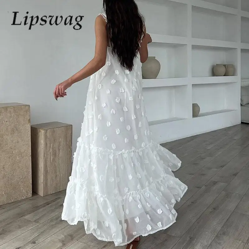 

Fashion Casual Sling Vacation Floral Dress Summer Beautiful Off Shoulder Long Dress Elegant Women 2024 Solid Big Hem Party Dress