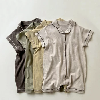 ملابس أطفال رضع من الأولاد والبنات حديثي الولادة، رومبير، بيجامات، جمبسوت قابل للتنفس 1