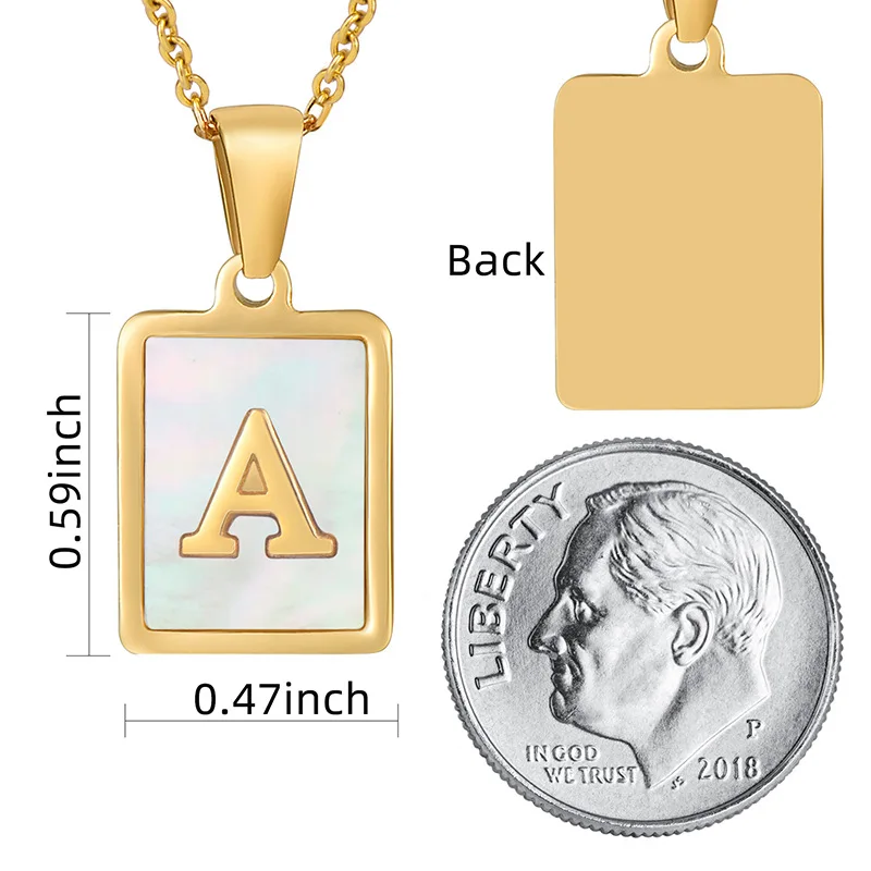 Freenbecky Same Couple Necklace INS Style Stainless Steel Letter Necklace Square Titanium Steel Initial English Letter Pendant