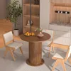 31.5 inch Round Dining Table for 2, Modern Farmhouse Kitchen Table, Small Circle Dining Tables with Wood Strip Base for Kitchen 4