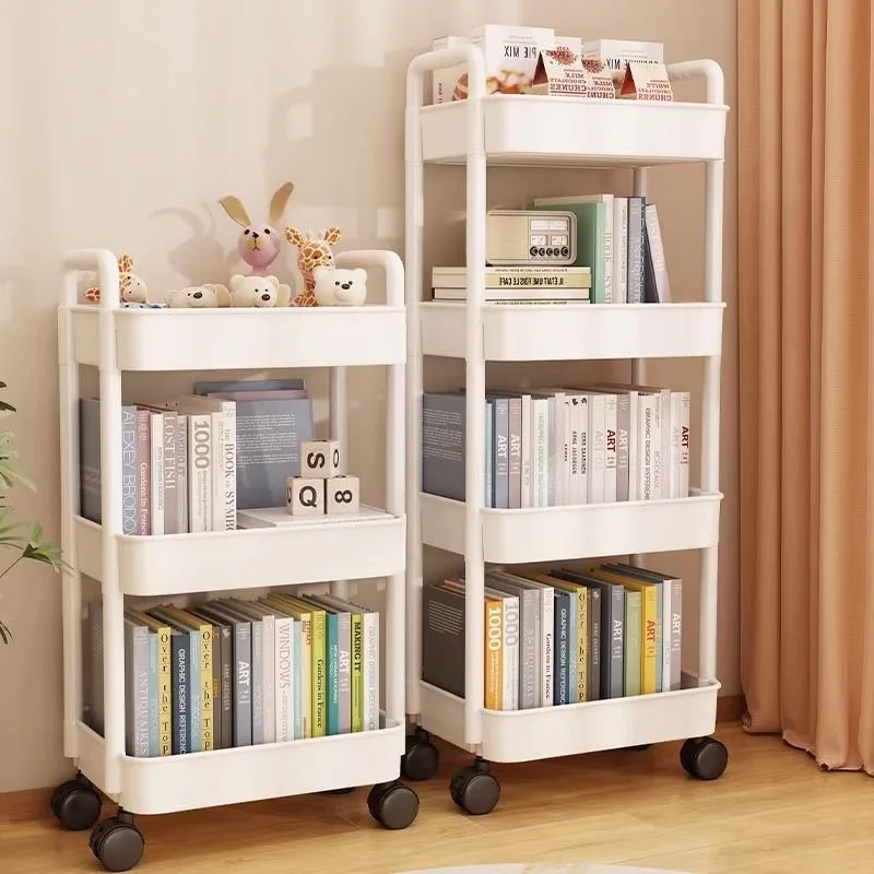 Multi-Layer Mobile Kitchen Shelves Organizer Trolley Rack Floor Standing Bookshelf Fruit An Vegetable Basket Snack Storage Rack Storage Rack Bookshelf Storage Rack Rolling Storage Cart