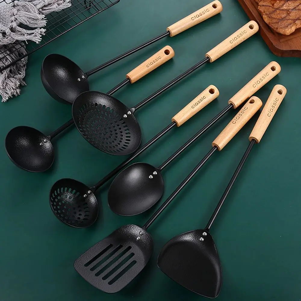 

Cooking Wooden Handle Rice Spoon Strainer Spoon Cooking Tools Kitchen Utensils Turners Spatula Soup Ladle Fried Shovel