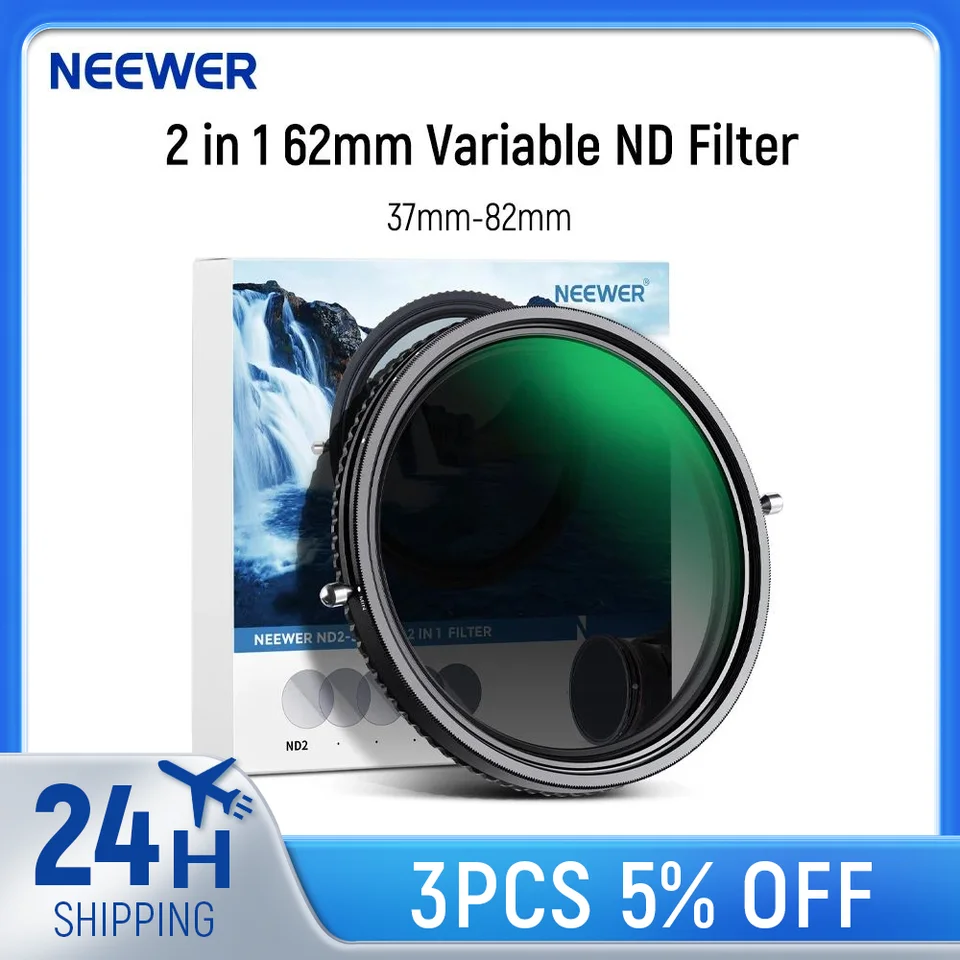 NEEWER Filtro 55mm 2 In 1 ND Variabile 2-32 + Diffusore Nero 1/4 - 3