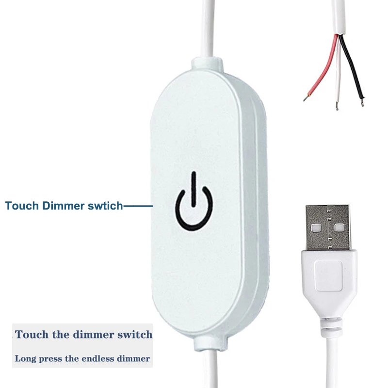 LED Light 1.5m Line Length DC5V USB 3 Colors 3W 6W10W Desk Book Lamp Touch Switch Dimmable Bedroom Reading USB Night Light