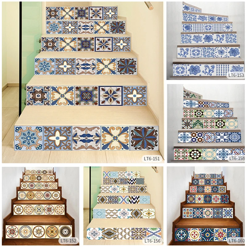 Self Adhesive 3D Staircase Stickers Decals Removable Stairway Riser Cover Decoration Trapbekleding Staircase Covering Non Slip
