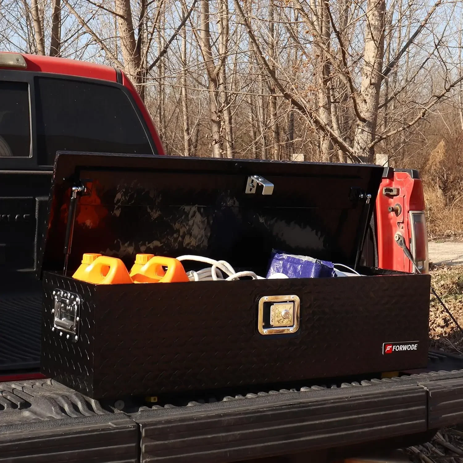 Inch Truck Bed Tool Box, Aluminum Heavy Duty Trailer Tool Box for Pickup Truck Bed RV, Toolbox Storage box with Handle and Lo 6