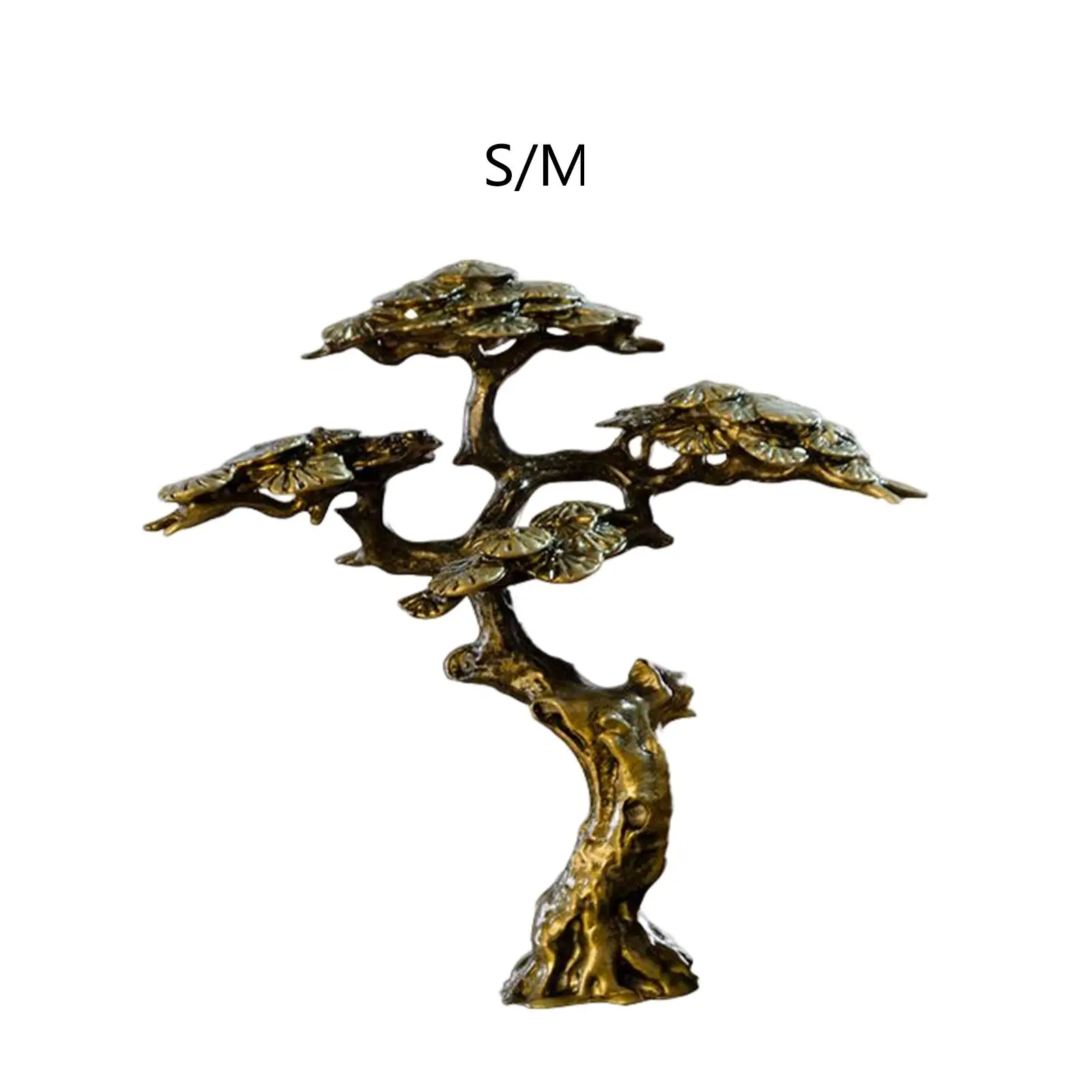 Mini Welcome Pine Miniature Figurine Copper Small Faux Tree Decor for Bonsai Tree Statues Miniature Landscape Decorations