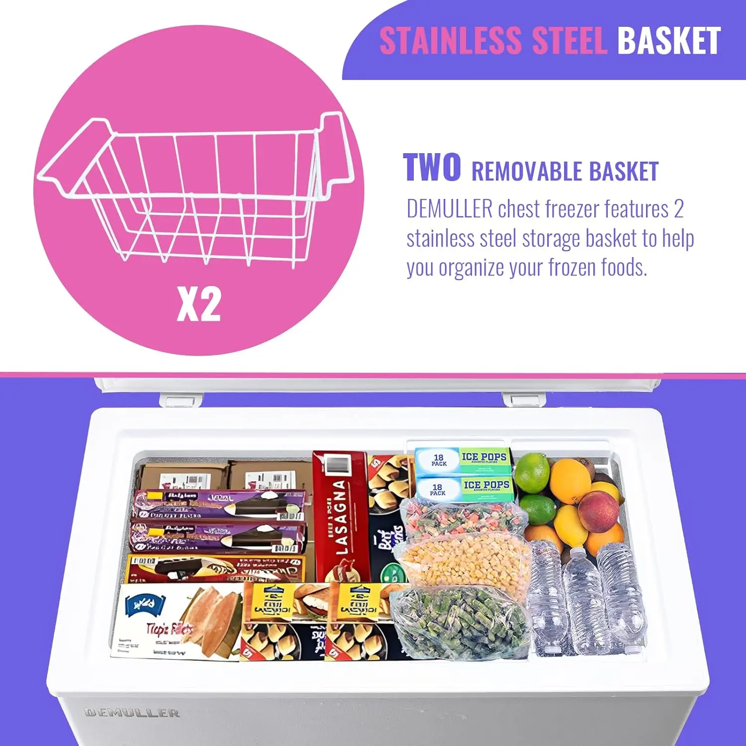 Freezer 5.0Cubic Feet with Intelligent Temperature Control(-15°F to 41°F), Deep Freezer with TWO Hanging Baskets and Side Defros 3