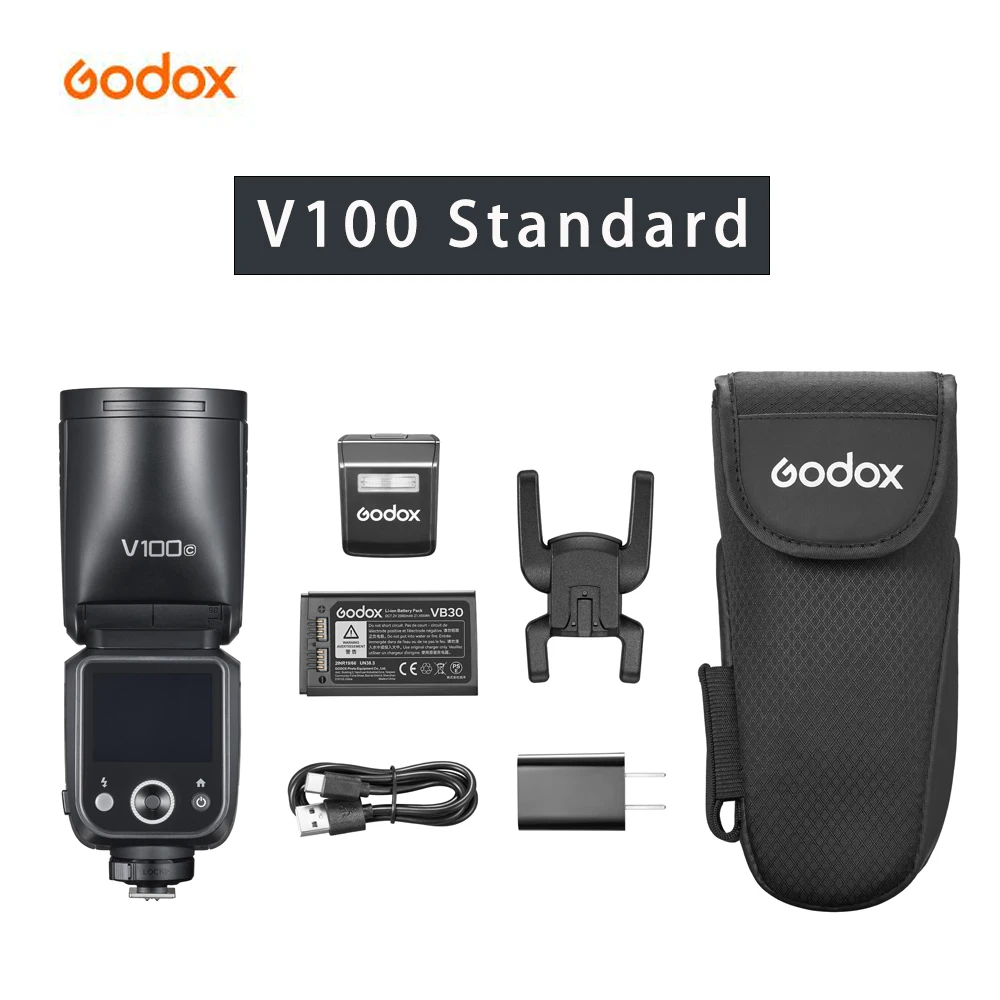 Godox V100 TTL Li-ion Round Head Camera Flash Speedlite Wireless Transmission for Canon Nikon Sony Fujifilm On-Camera Flash