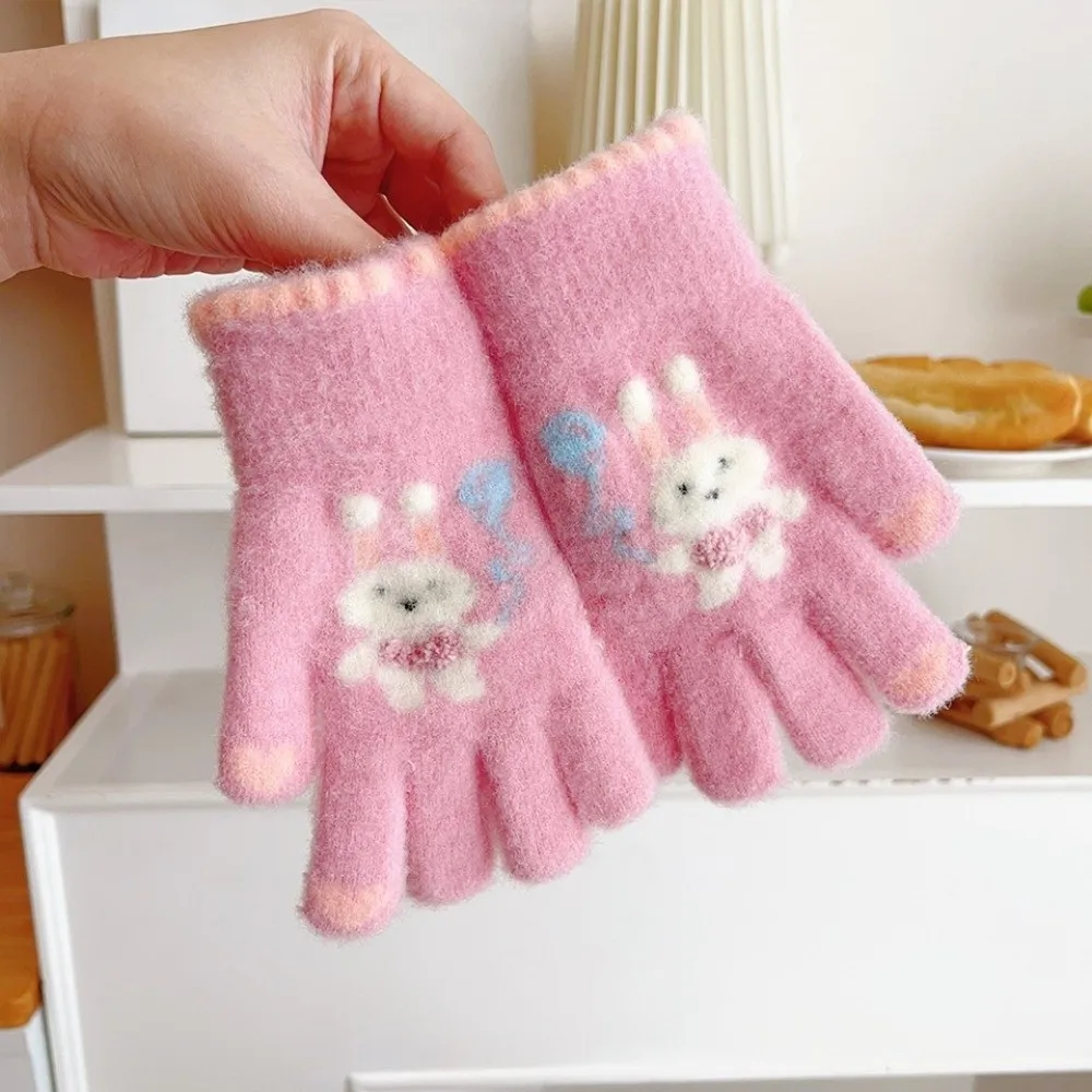 New Cold Proof Gloves Windproof Cute Cartoon Rabbit Warm Gloves Thickned Mittens for Children