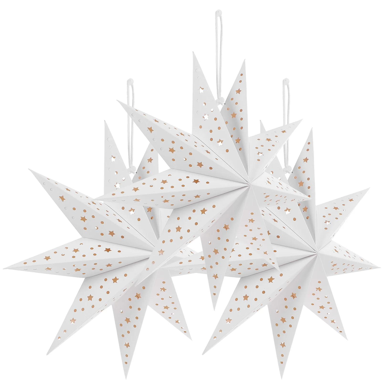 

3 шт., декоративный бумажный светильник с девятью острыми звездами