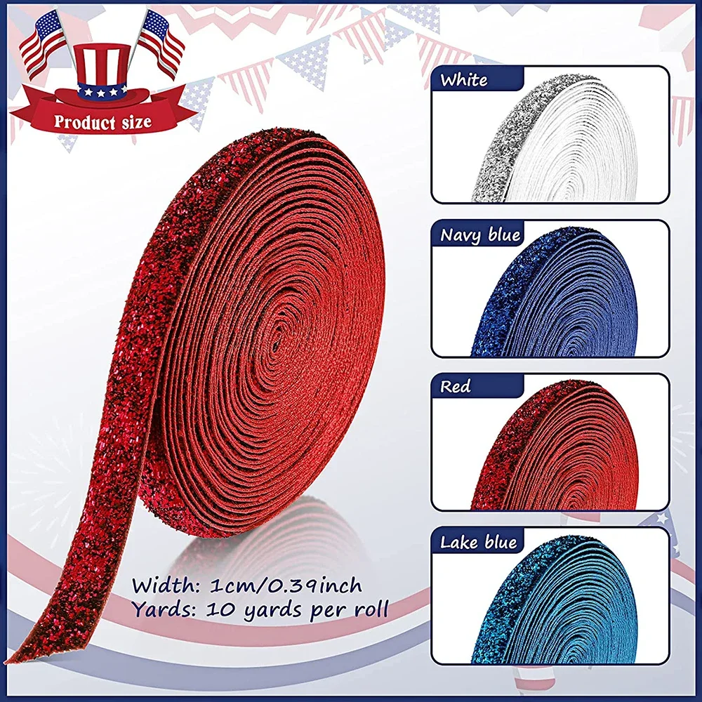 Multicolor Shimmer Glitter Velvet Ribbon for DIY Crafts and Decorative Wrapping