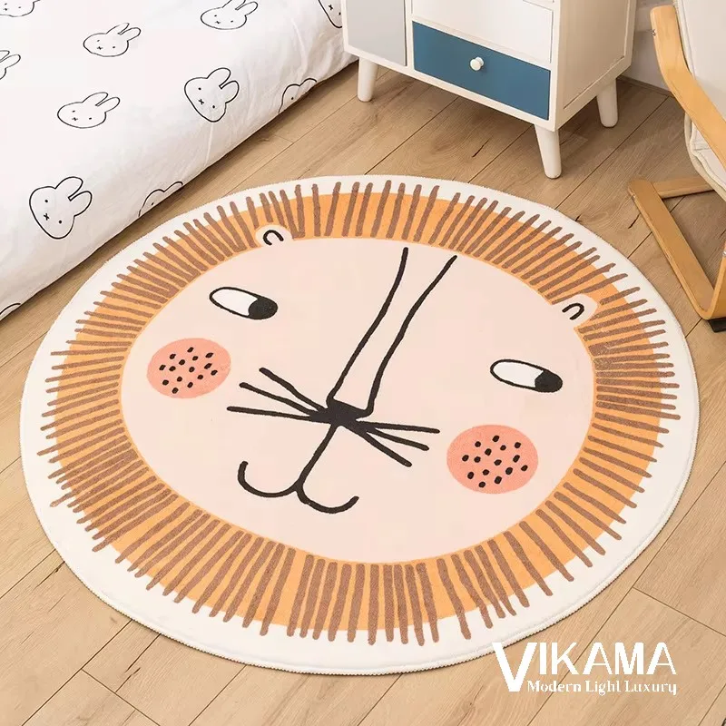 Carpet Lion Cartoon Anti Slip Bedroom Living Room Children's Round Floor Mat
