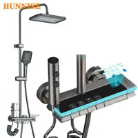 Ambient Lighting Piano Digital Bathroom Shower 12 Inch Rain Shower Head Bathroom Accessories Faucets Hot Cold Digital Shower Set 1
