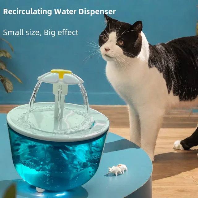 Cat Flower Water Dispenser, Recirculating Pet Water Dispenser, USB Powered, Silent, with Filter Foam for Cats and Small Dogs Cat Flower Water Dispenser, Recirculating Pet Water Dispenser, USB Powered, Silent, with Filter Foam for Cats and Small Dogs