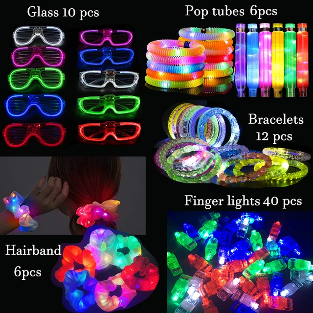 40 pulseras LED que brillan en la oscuridad, suministros de fiesta,  pulseras iluminadas para niños y adultos, suministros de fiesta para  Navidad