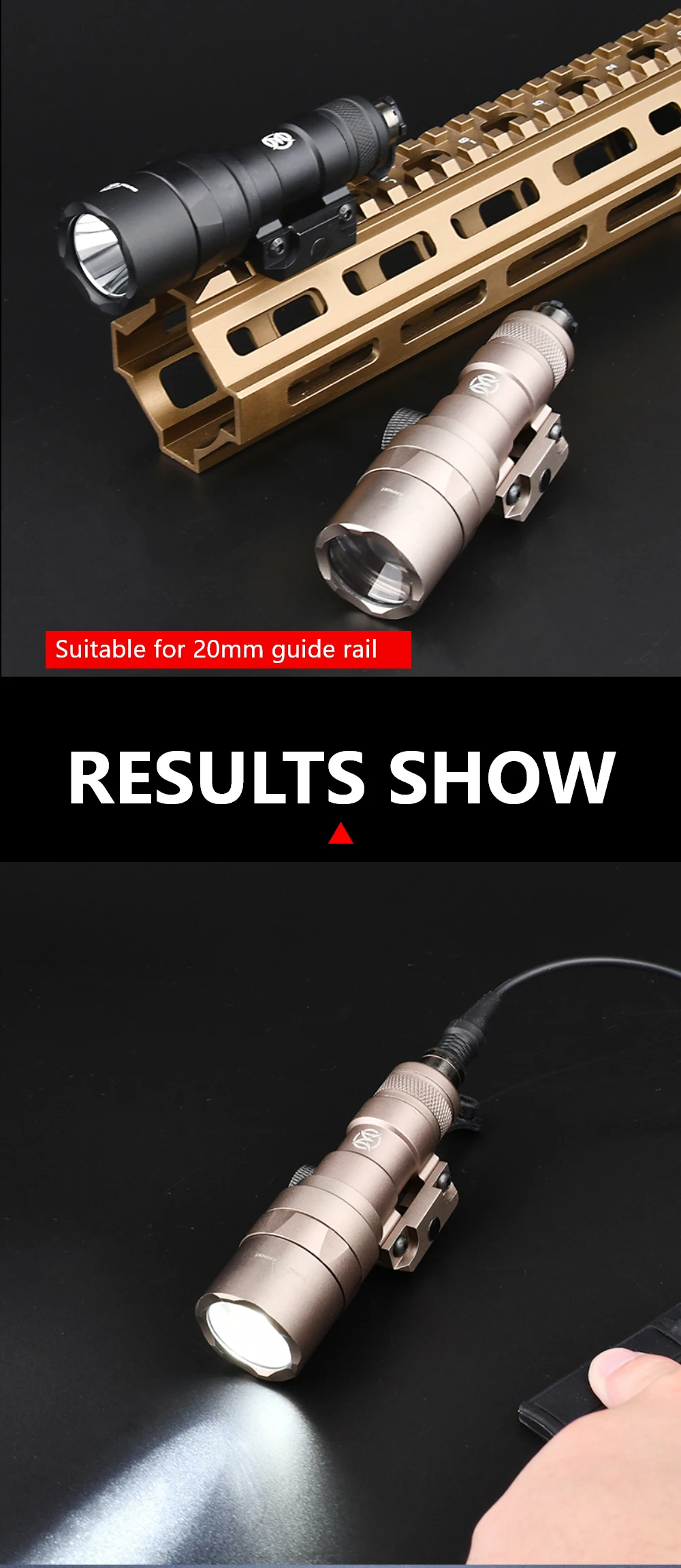 Description Picture 5 of itemWADSN Tactical Surefir M300 M300C SF Scout Light Rifle M300A M600 Flashlight Airsoft Hunting Rifle Weapon lights Picatinny Rail