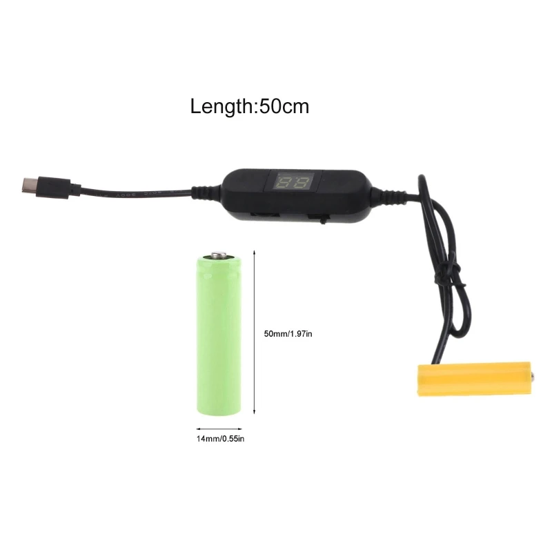 LED 조명 장난감용 C 타입 AA 배터리 제거 라인, 더미 배터리 전원 케이블, AA 배터리 교체, 1.5V-12V LR6, 1-8 개