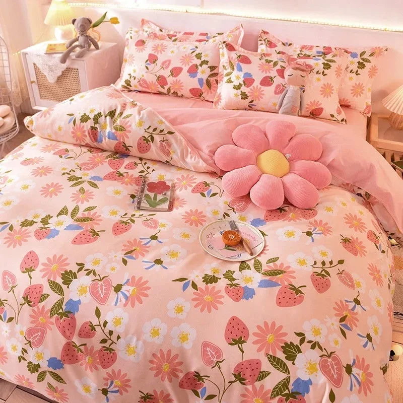 Pink Heart Bedding Set, Lovely Bed Linen