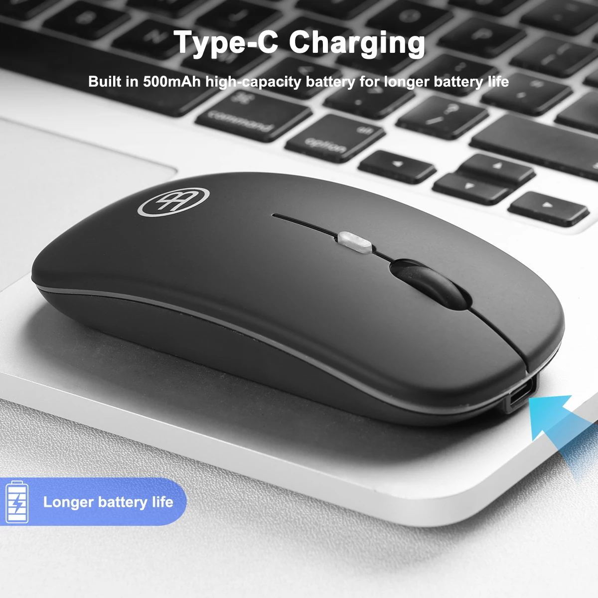 Bluetooth-Compatible Wireless Mouse 2.4G Rechargeable Silent Mouse USB Gaming Optical Mice 1600DPI for PC Mac Tablet Laptop Ipad