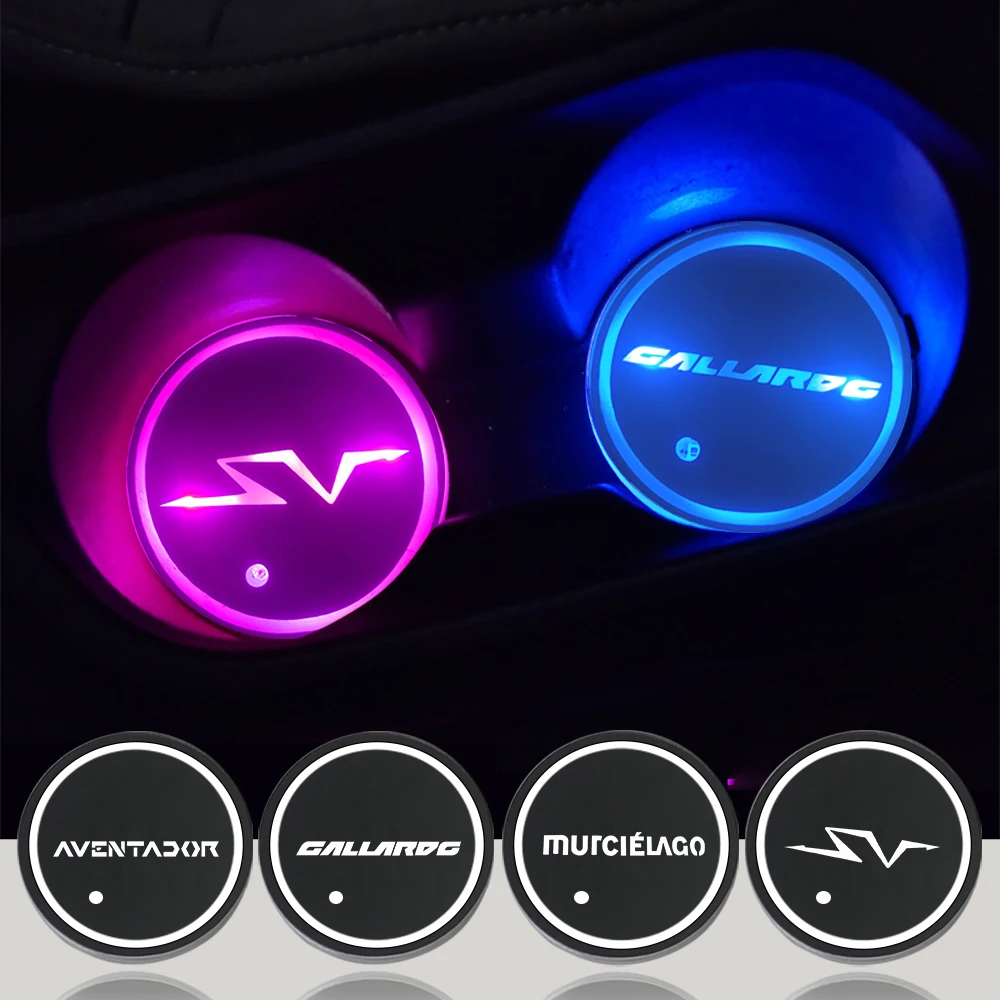 Car Water Cup Bottle Auto Holder Mat Pad Sottobicchiere Luminoso Per Lamborghini Huracan Urus Countach Aventador Gallardo Murcielago Sv