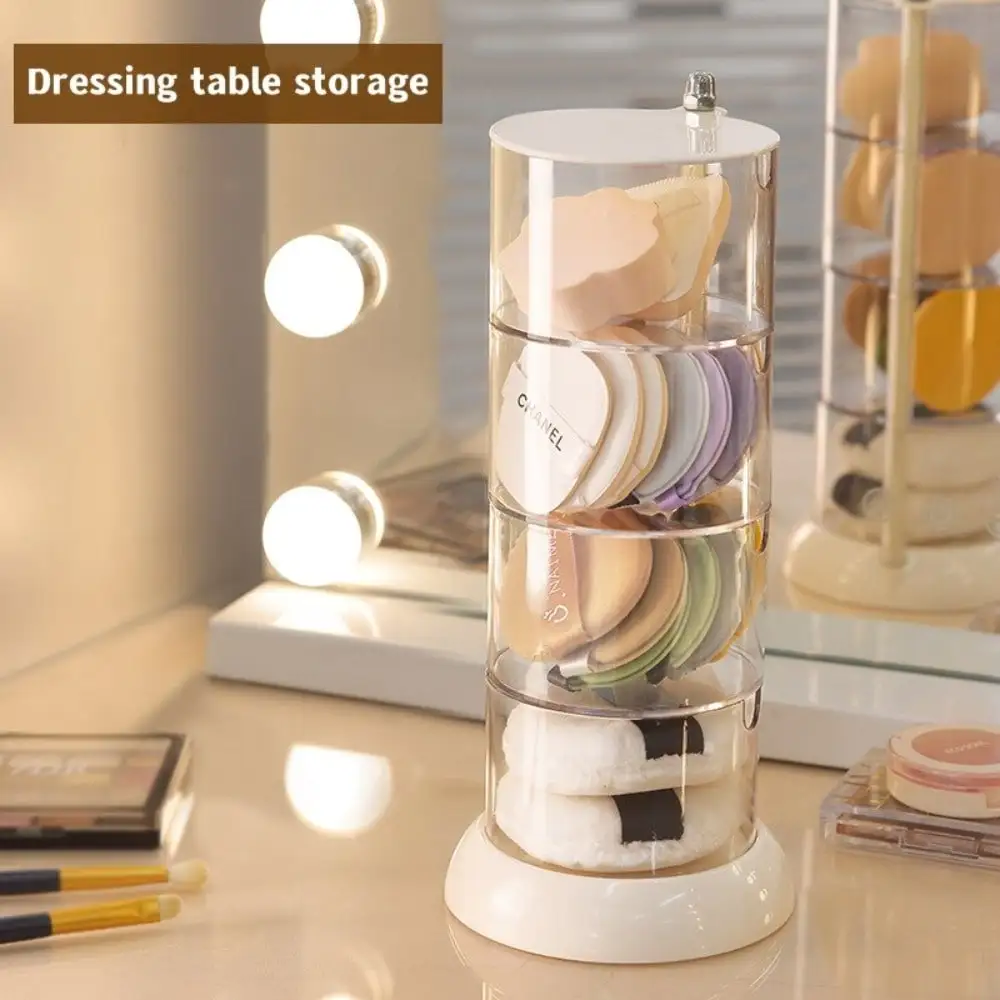 Desktop Cosmetic Organizer 360 Rotating Multi-Layer Dustproof Organizer Makeup Remover Swabs Beauty Eggs Jewelry Puff Organizer 2